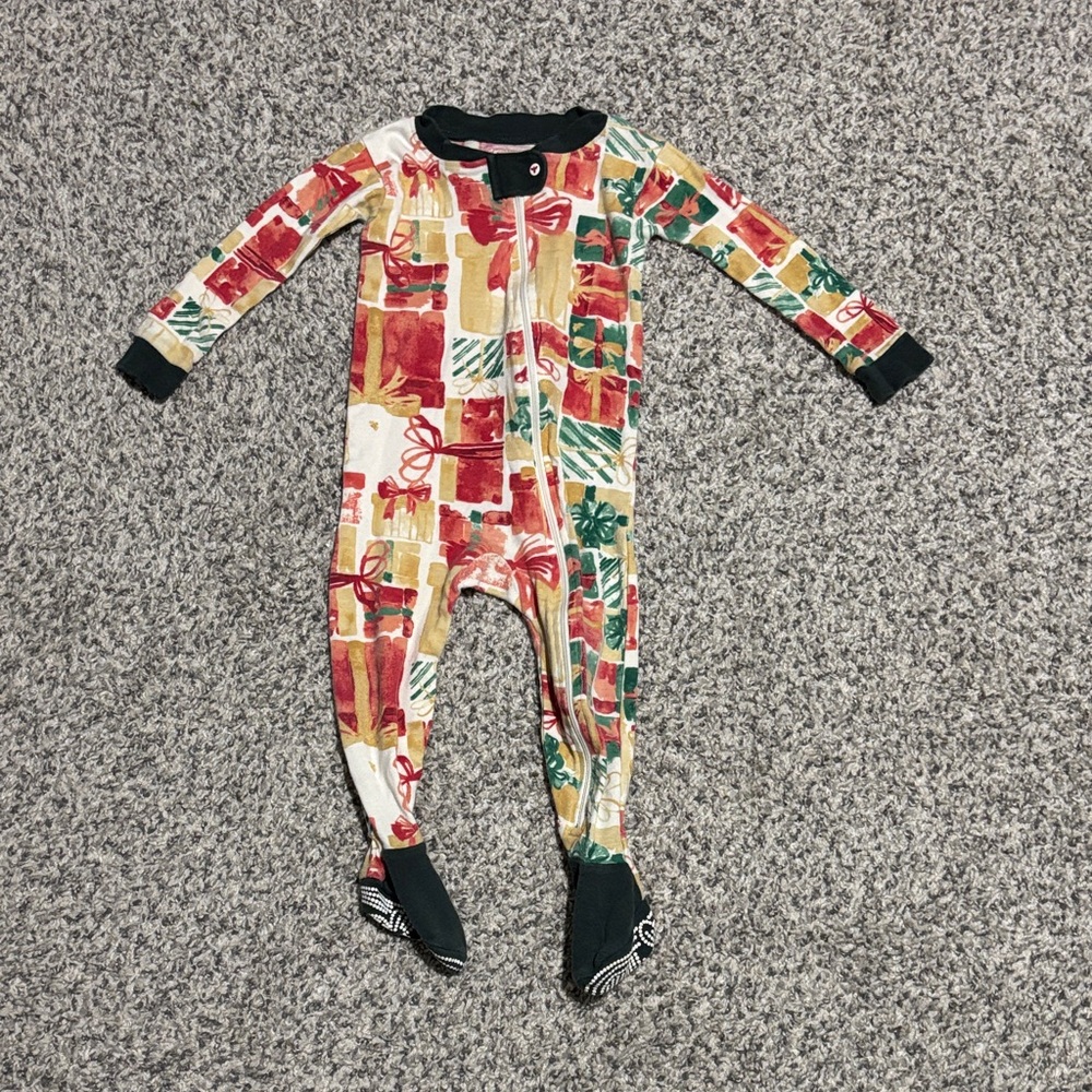 Burt's Bees Festive Gift Print Kids Footie Pajamas